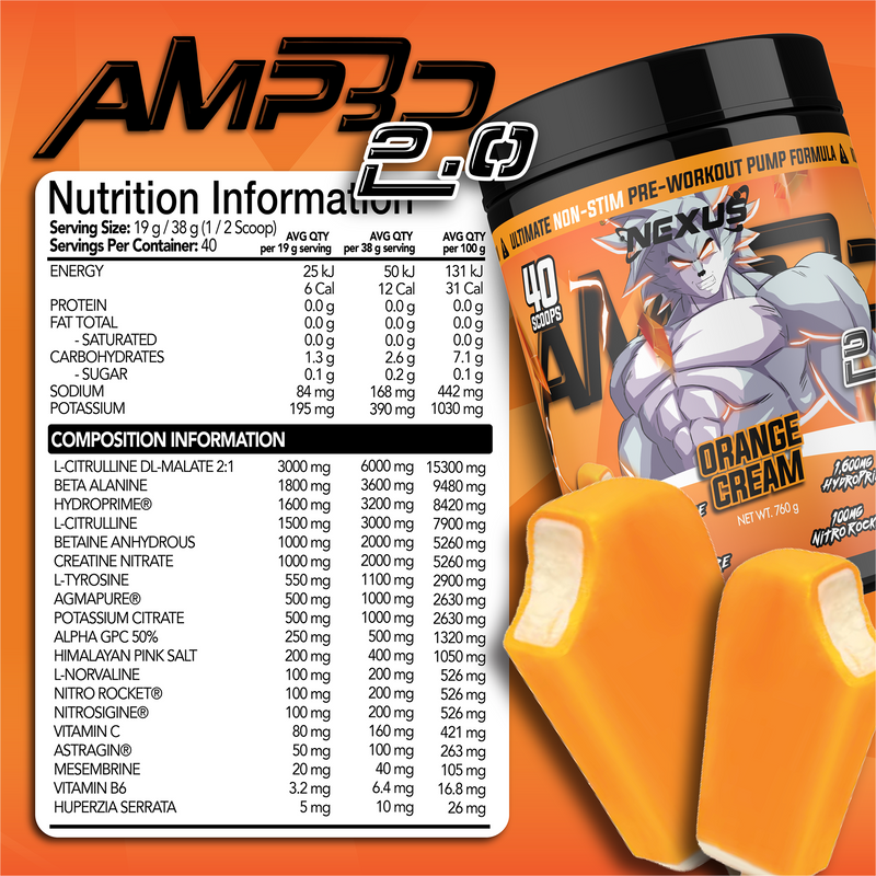 Nutritional panel for Orange Cream
