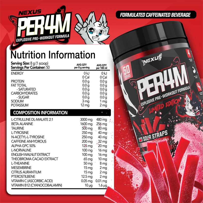 Nutritional panel for Red Sour Straps