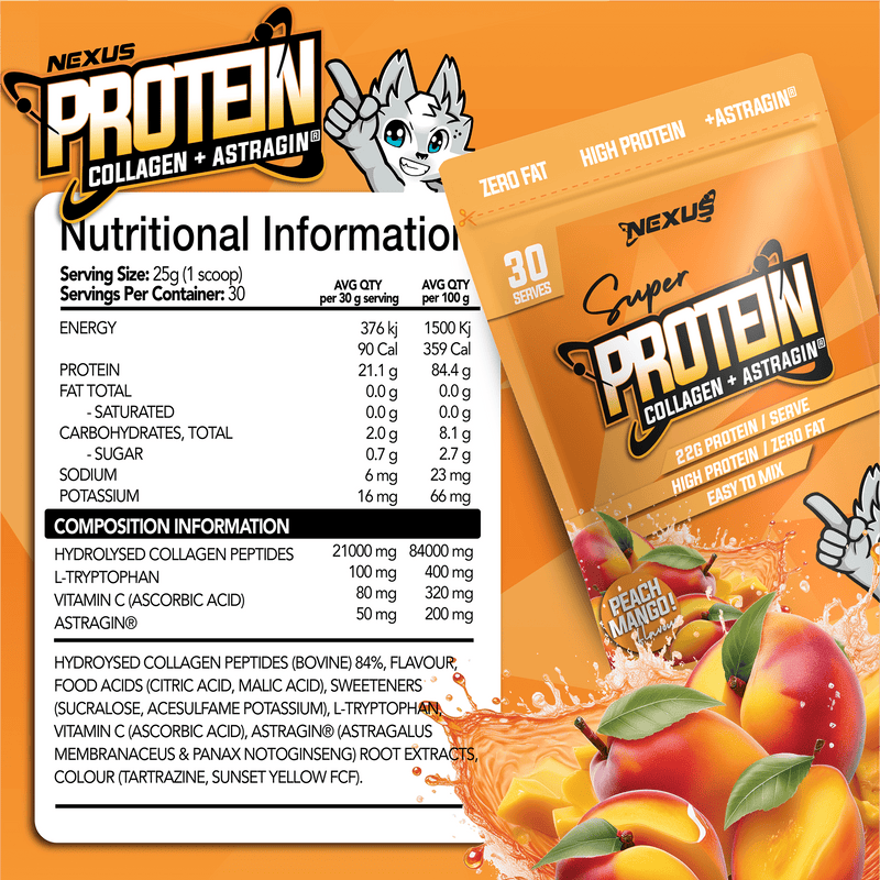 Nutritional panel for Peach Mango