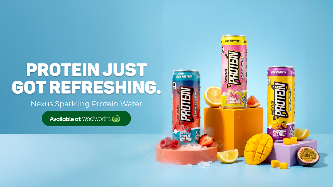 Nexus Sparkling Protein Water, Available at Woolworths