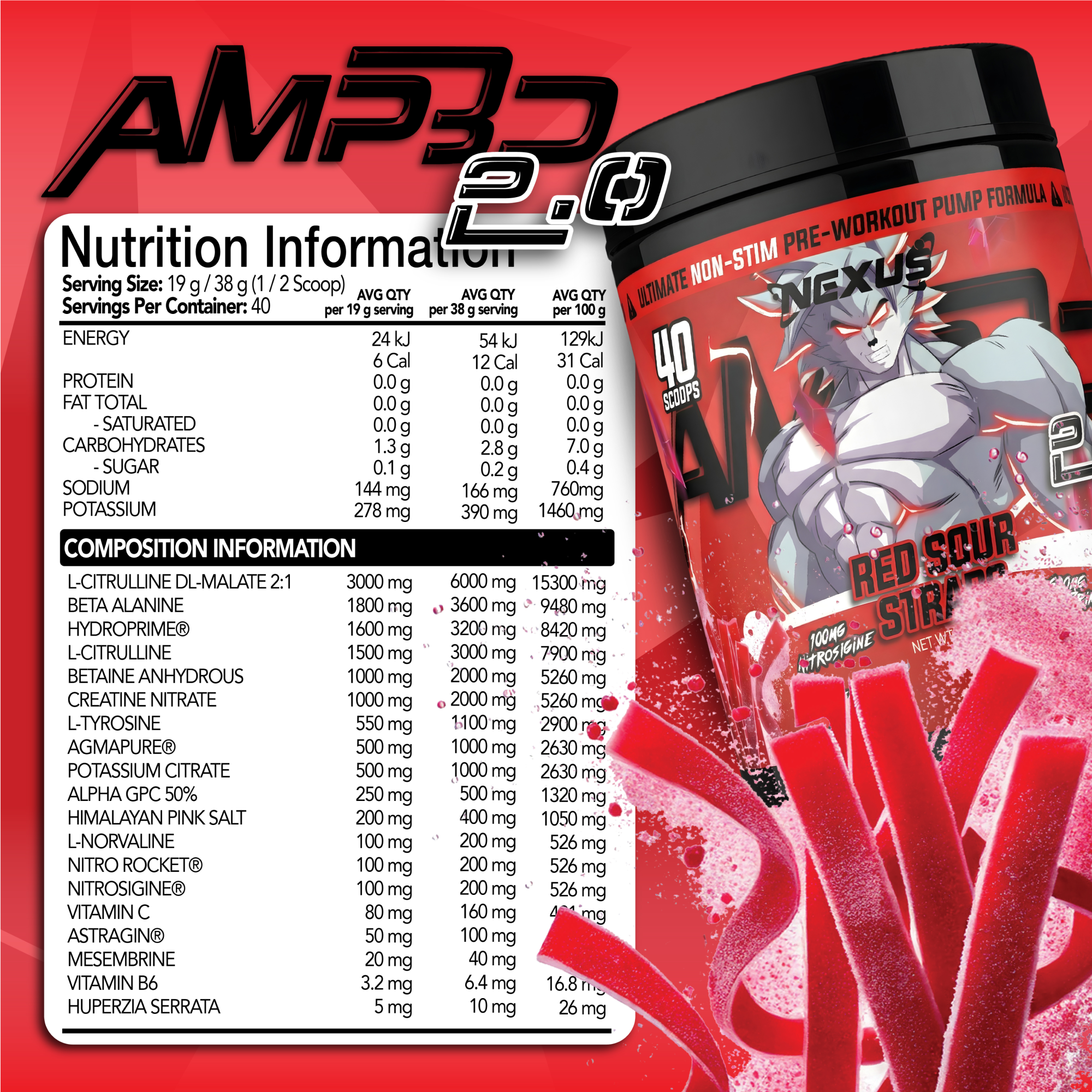 AMP3D 2.0 Non-Stim Pre-Workout
