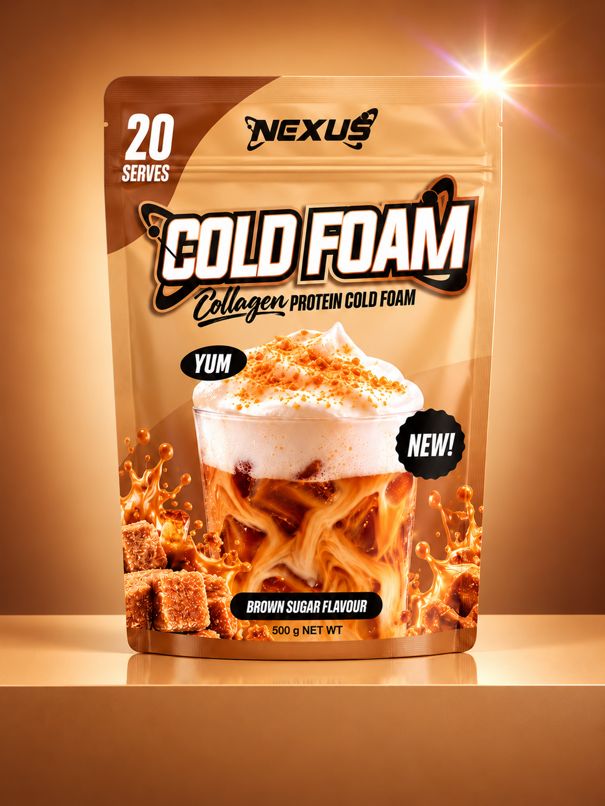 Nexus Collagen Cold Foam Brown Sugar 500g pouch, 20 serves