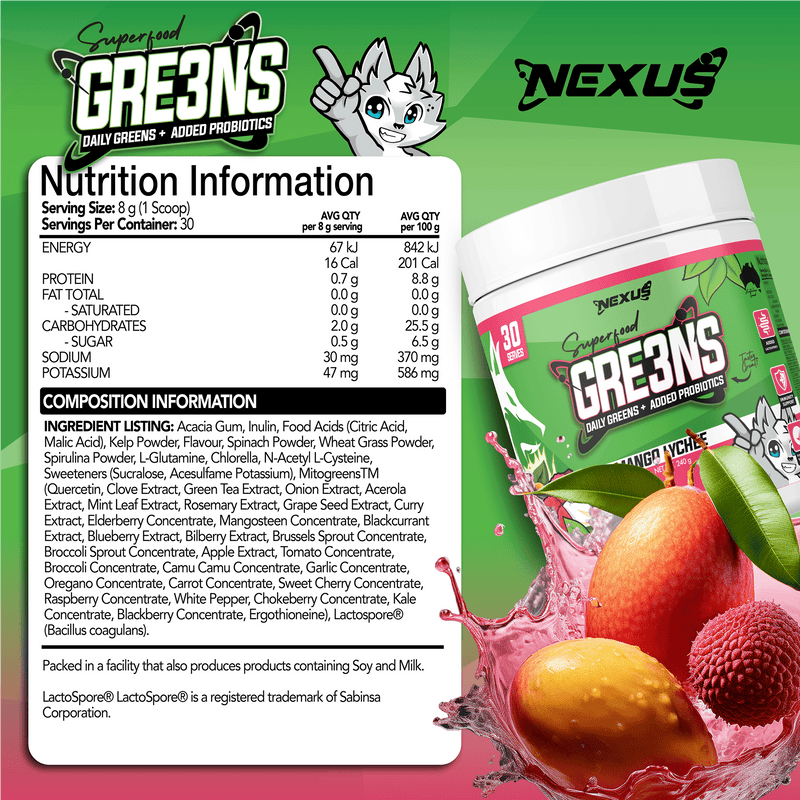 Nutritional panel for Mango Lychee