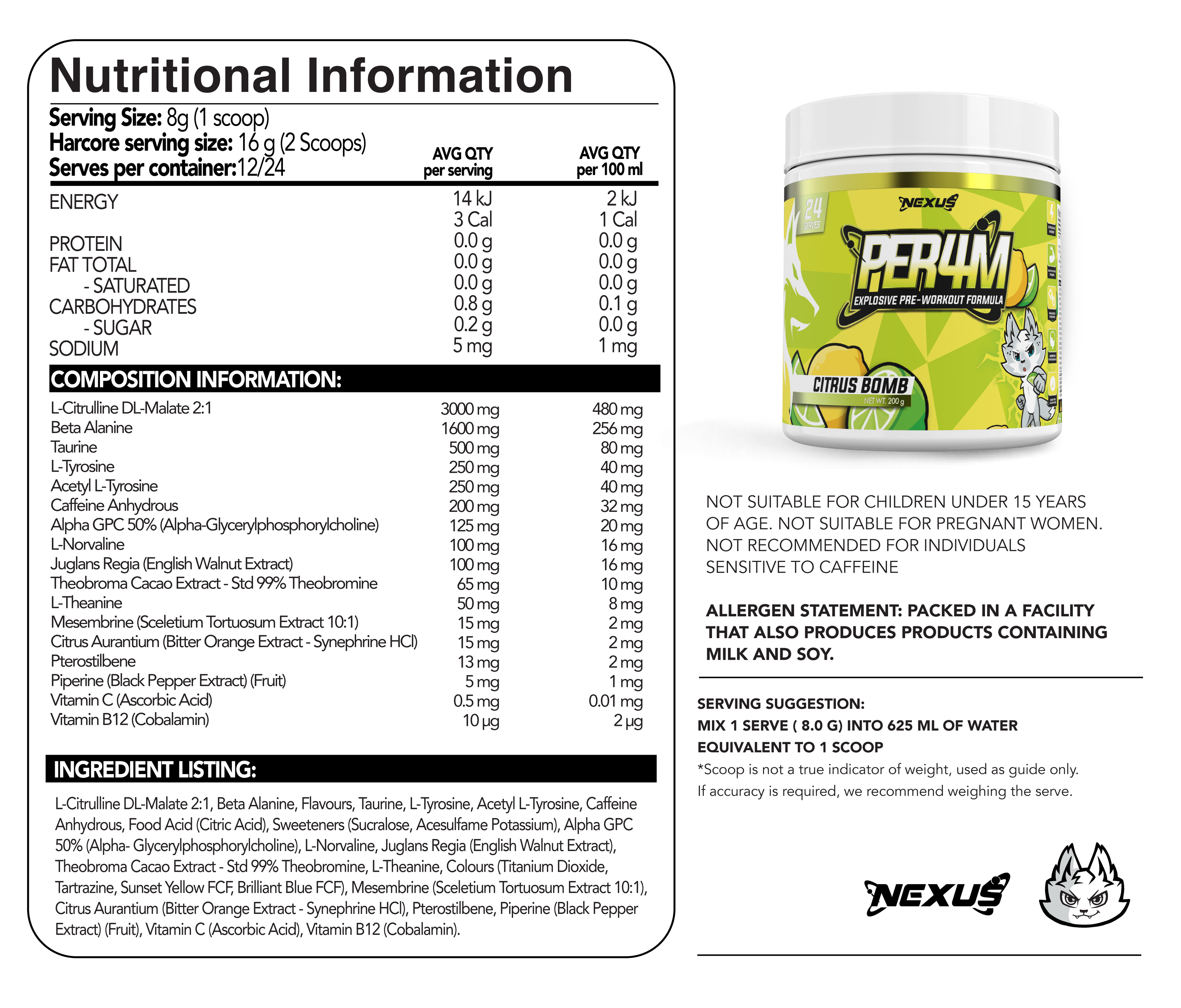 PER4M Pre-Workout (24 Serves)