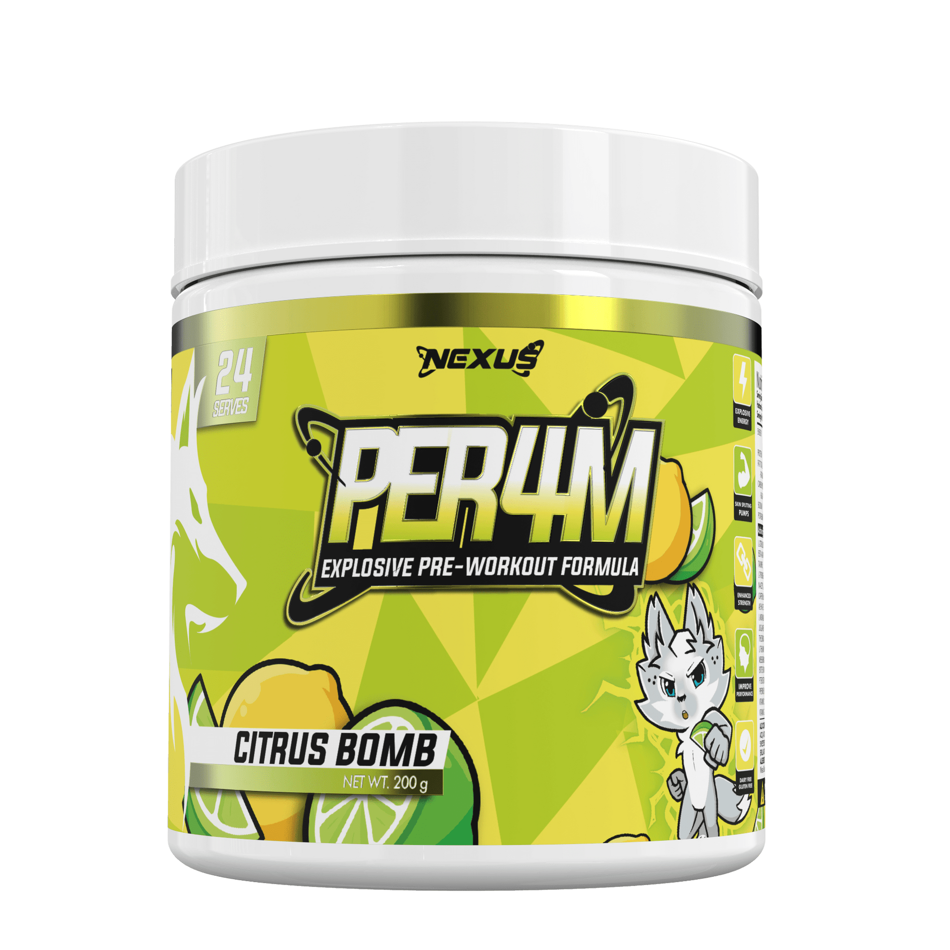 PER4M Pre-Workout: Citrus Bomb - Nexus Sports Nutrition 24 serves