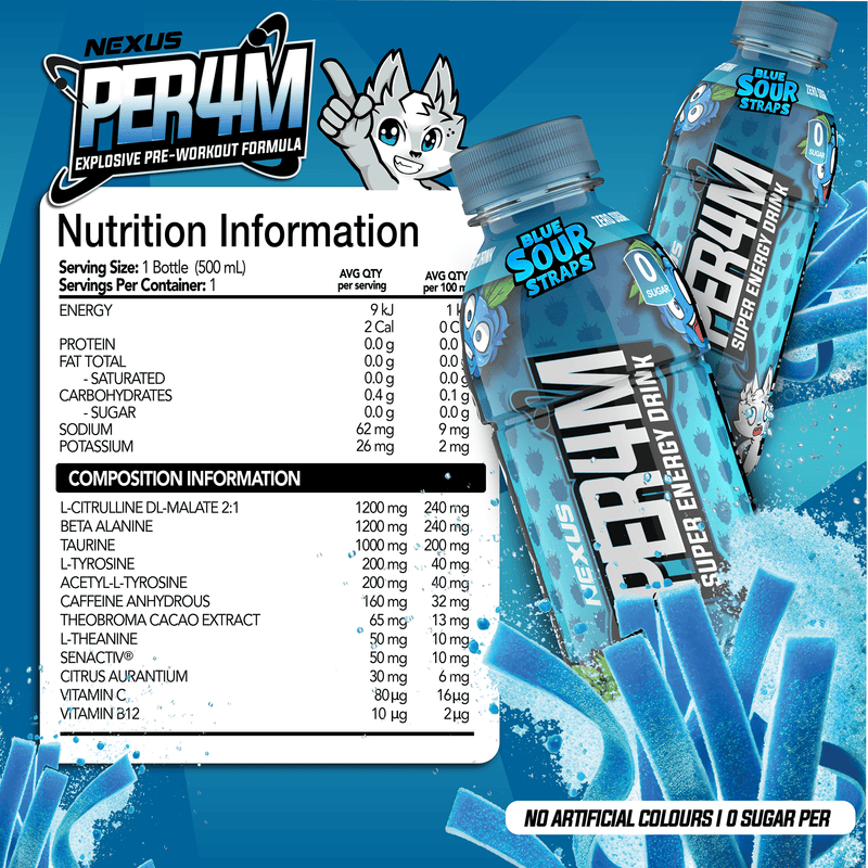 Nutritional panel for Blue Sour Straps / 500ml