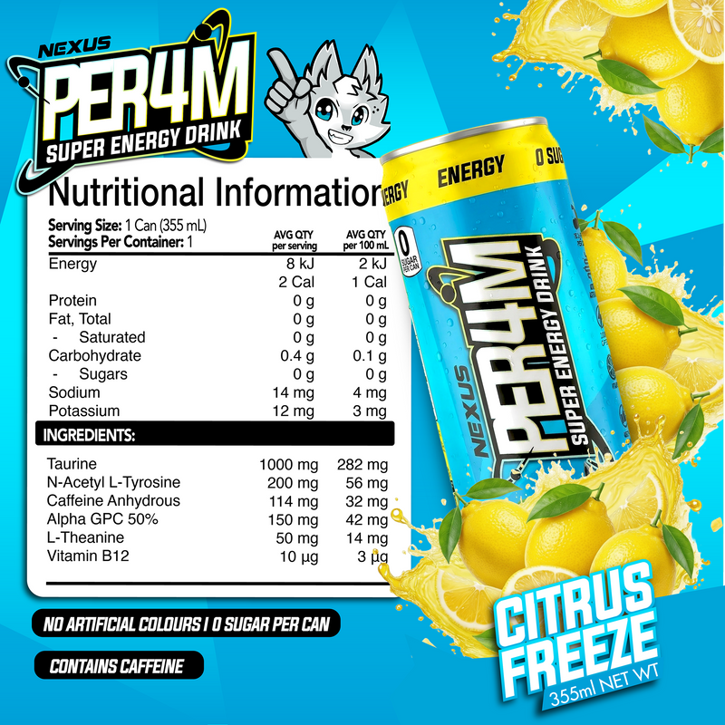 Nutritional panel for 355ml