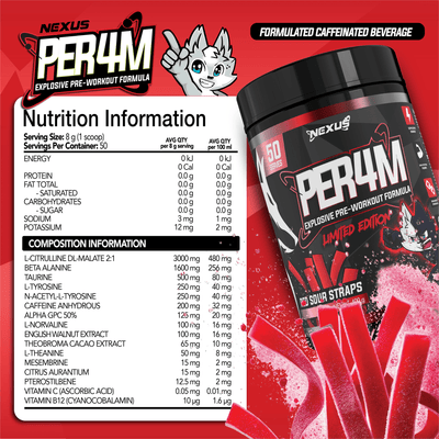 Nutritional panel for Red Sour Straps