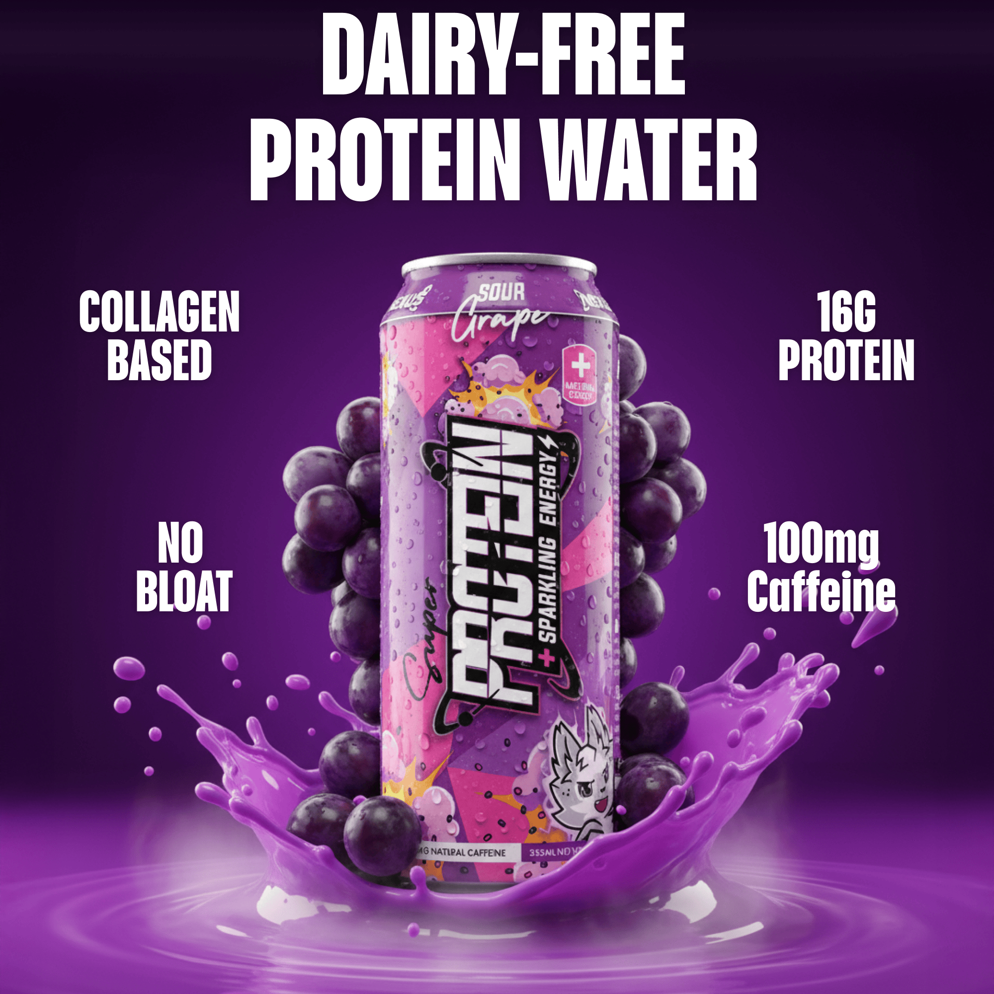 Sparkling Protein Energy Water - Sour Grape