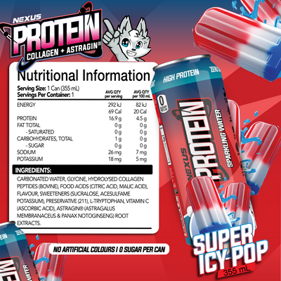 Nutritional panel for Super Icy Pop / 335ml
