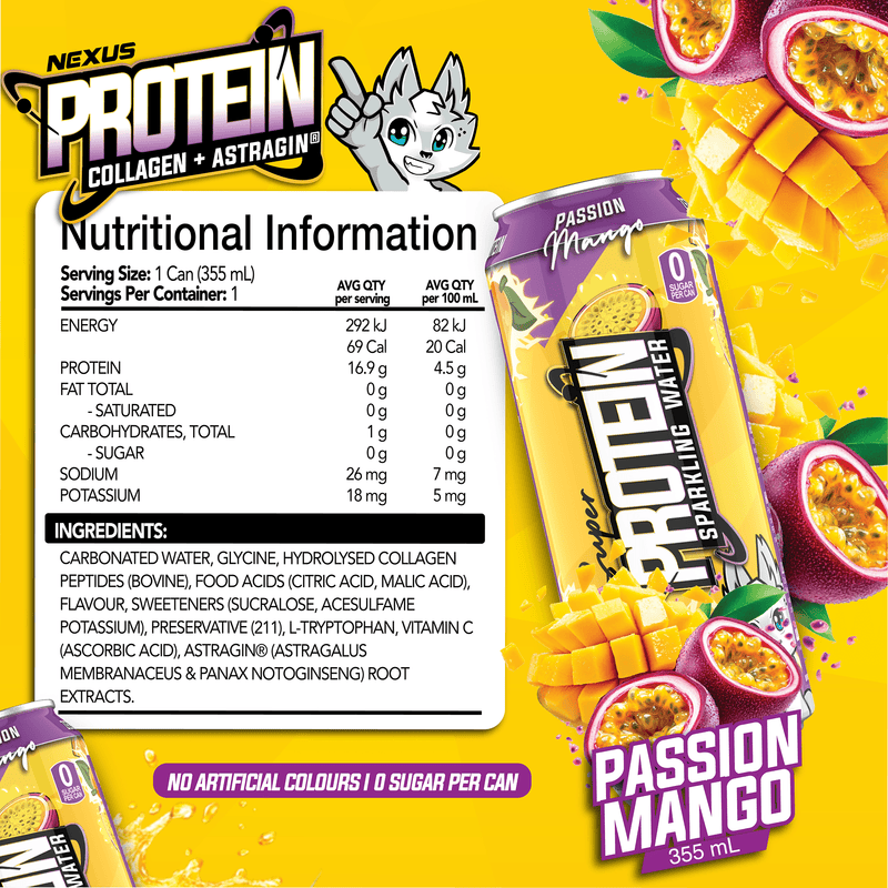 Nutritional panel for Passion Mango / 12 Pack