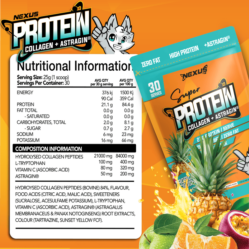 Nutritional panel for Tropical Crush