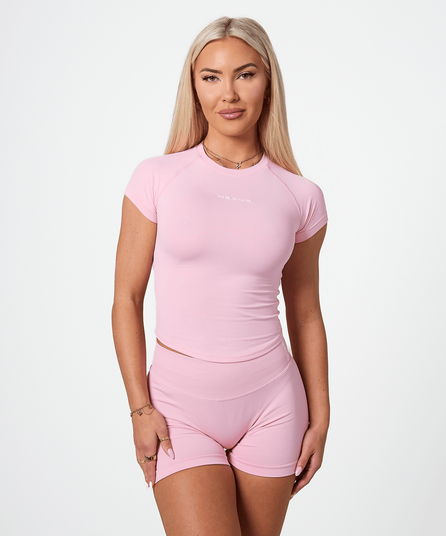 Short Sleeve Compression Tee - Light Pink
