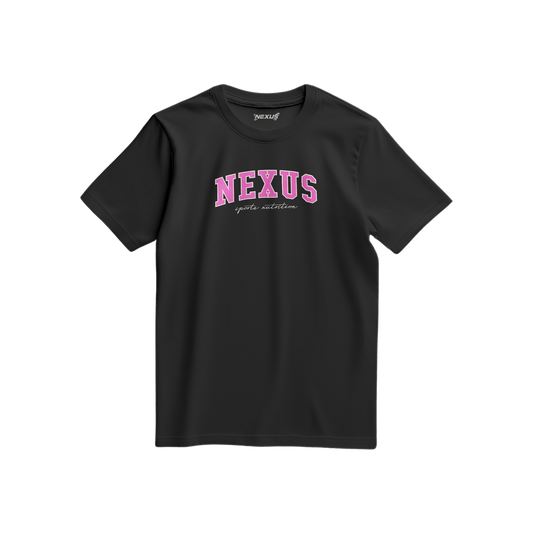 Nexus Oversized College Tee: Black/Pink