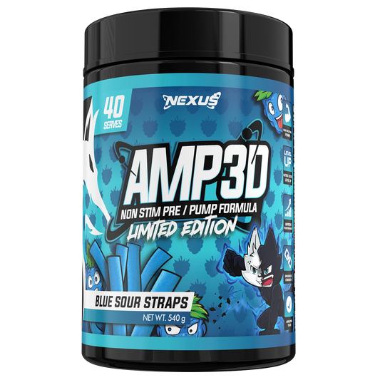 AMP3D Non-Stim Pre-Workout: Blue Sour Straps